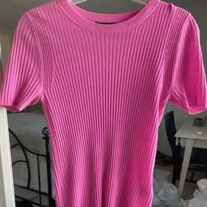 Hot pink short sleeve wool sweater